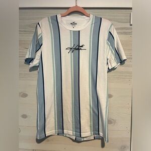 Hollister Men's Blue White Striped Shirt~Large